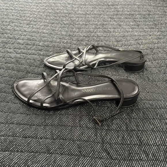 Giorgio Armani Black Strappy Sandals - Picture 9 of 12